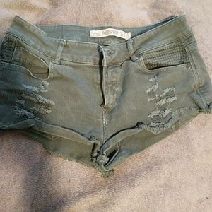 Olive denim shorts